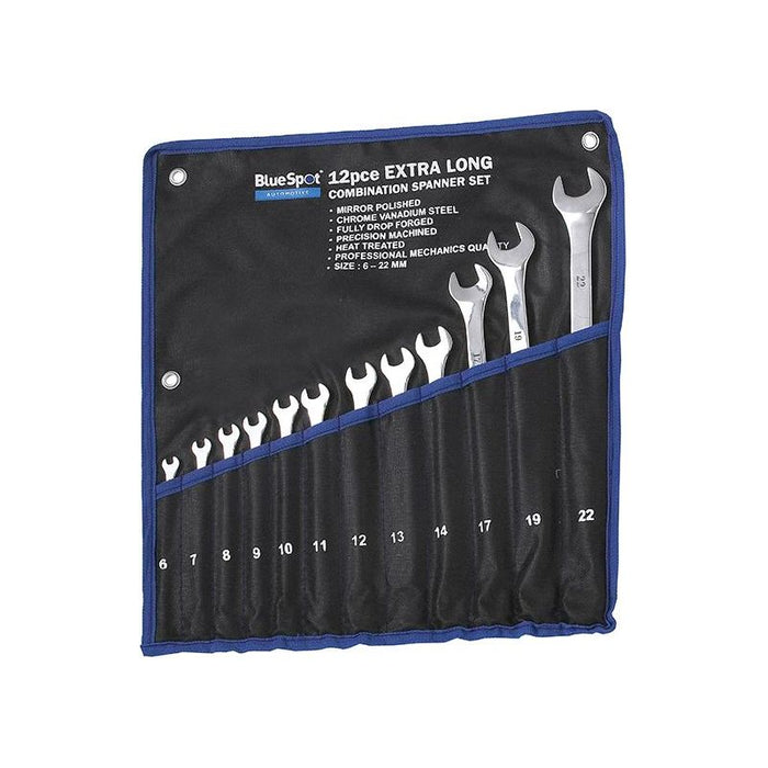 Bluespot Tools Extra Long Combination Spanner Set, 12 Piece BlueSpot Tools - Town Tools
