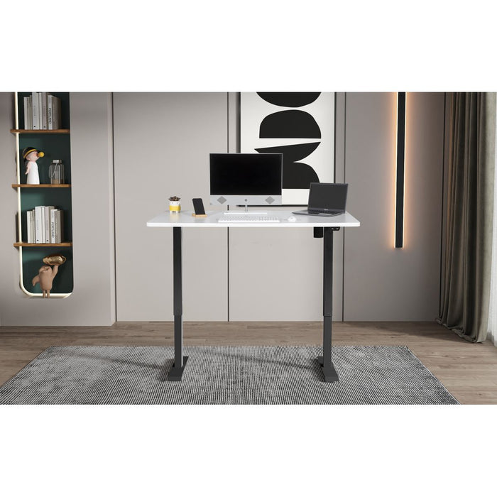 Dellonda Single Motor Adjustable-Height Electric Sit/Stand Desk - White Desktop