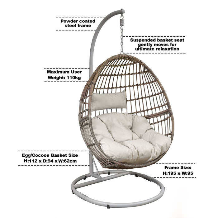 Dellonda Single Swinging Egg Chair with Cushion DG60