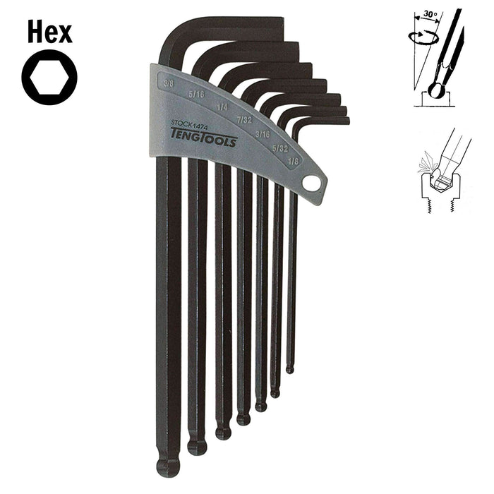 Teng Tools Ball Point Hex Key Set AF 7 Pieces Teng Tools - Town Tools 