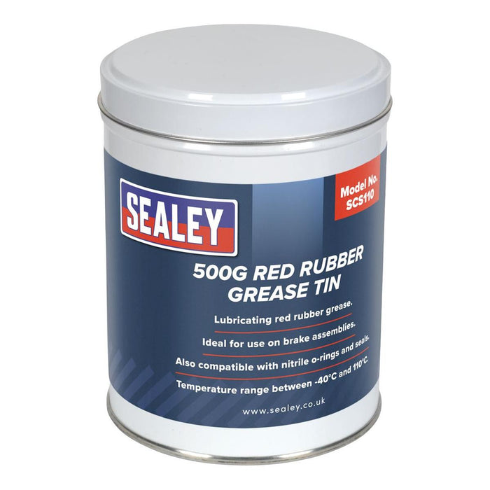 Sealey Red Rubber Grease 500g Tin SCS110 Sealey - Town Tools 