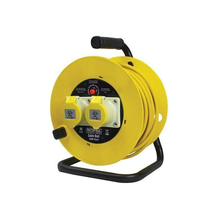 Faithfull Power Plus Open Drum Cable Reel 110V 16A 2-Socket 25m (2.5mm Cable) Faithfull Power Plus - Town Tools