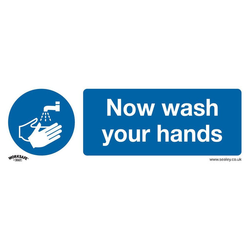 Sealey Mandatory Safety Sign Now Wash Your Hands Rigid Plastic SS5P1 Sealey - Town Tools 