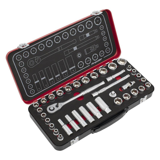 Premier Platinum Metric/Imperial Socket Set 3/8"Sq Drive 37pc Sealey Premier Platinum - Town Tools 