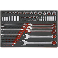 Teng Tools Socket & Combination Spanner Set AF FOAM4X4 62 Pieces