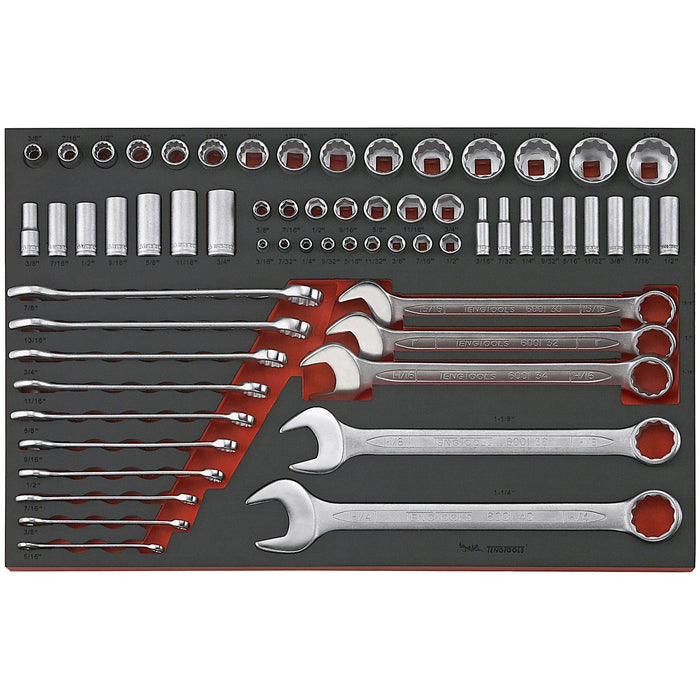 Teng Tools Socket & Combination Spanner Set AF FOAM4X4 62 Pieces Teng Tools - Town Tools 
