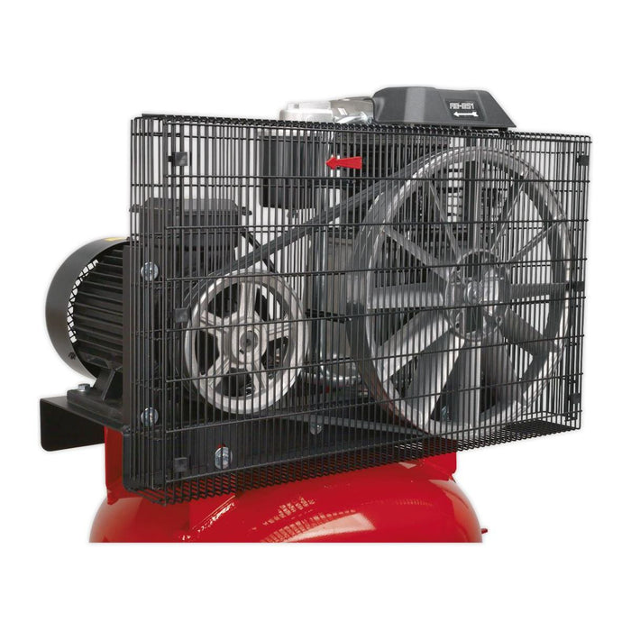 270L Vertical Belt Drive Air Compressor with Cast Cylinders 7.5hp 3ph 2-Stage Sealey - Town Tools 