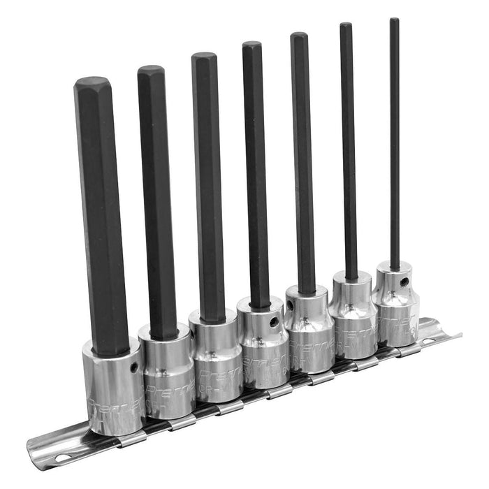 Sealey Hex Socket Bit Set 7pc 3/8"Sq Drive 110mm Metric AK62254 Sealey - Town Tools 