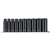 Teng Tools 1/2" Deep Impact Socket Clip Rail Set ANSI 10 Pieces