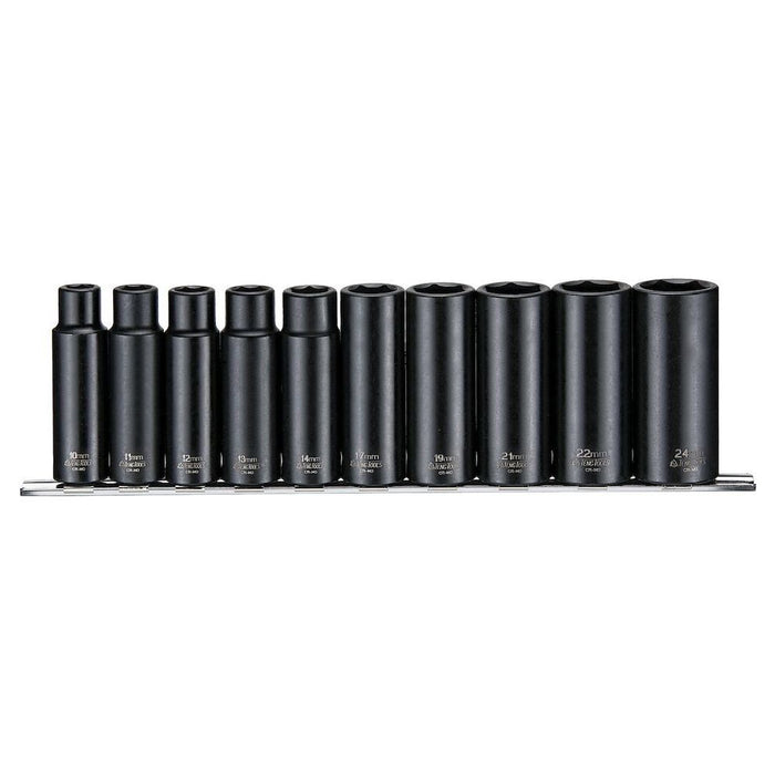 Teng Tools 1/2" Deep Impact Socket Clip Rail Set ANSI 10 Pieces Teng Tools - Town Tools 