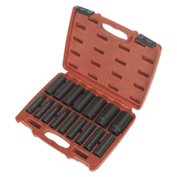 Sealey Impact Socket Set 16pc 1/2"Sq Drive Deep Metric AK5816M Sealey - Town Tools 