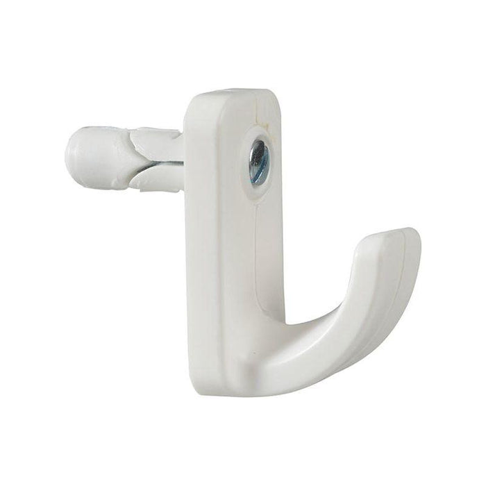 Plasplugs White Single Hollow Door Hook Pack of 1 Plasplugs - Town Tools