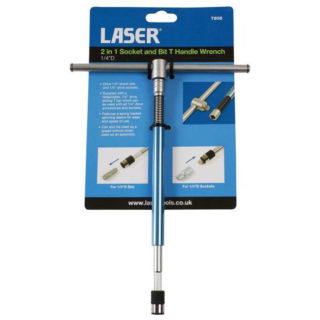 Laser 2-In-1 Socket & Bit T-Handle Spinner 1/4"D 7808 Laser - Town Tools 