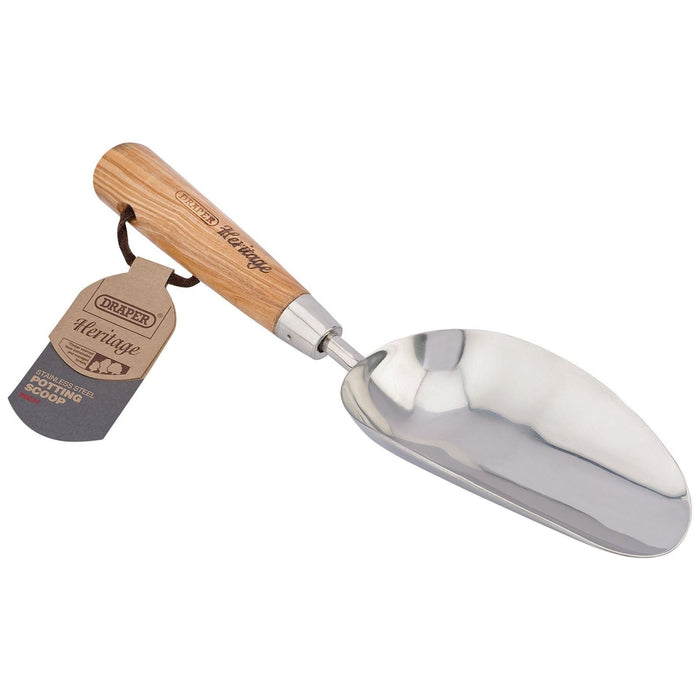 Draper Heritage Stainless Steel Hand Potting Scoop with Ash Handle 99024 Draper - Town Tools 