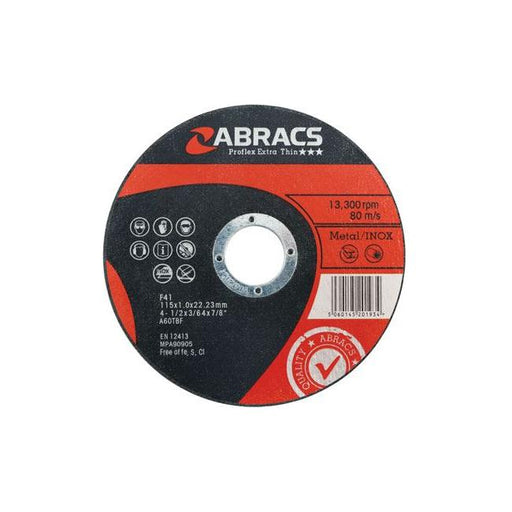 Connect Abracs Extra Thin Flat Cutting Discs 115mm x 1.0mm 5pc 32067 Tool Connection - Town Tools 