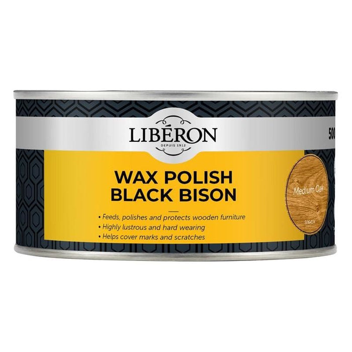 Liberon Black Bison Wax Paste Medium Oak 500ml Liberon - Town Tools