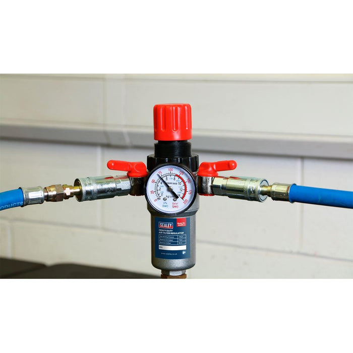 Sealey Air Filter/Regulator Heavy-Duty SA2FR Sealey - Town Tools 