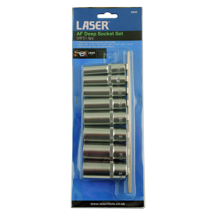 Laser AF Deep Socket Set 3/8"D 8pc 5694 Laser - Town Tools 