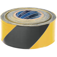 Draper Barrier Tape Roll, 500m x 75mm, Black and Yellow - TP-BAR