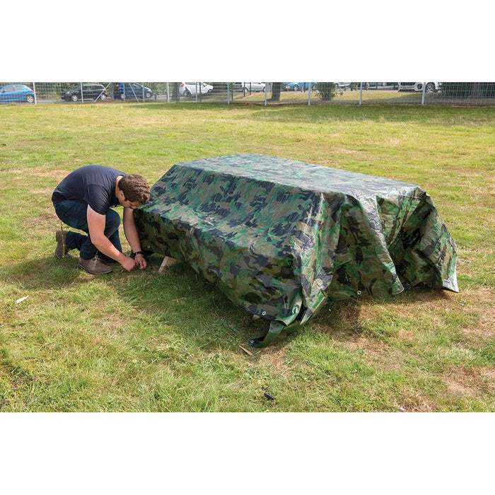 Silverline Camouflage Tarpaulin Cut 2.4 x 3m / Actual 2.3 x 2.85m Silverline - Town Tools 