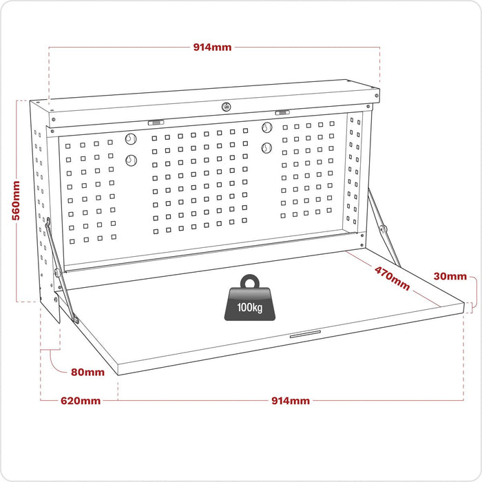 Superline Pro Superline PRO Wall Mounting Foldable Workbench 900mm APWMW01 Superline Pro - Town Tools 