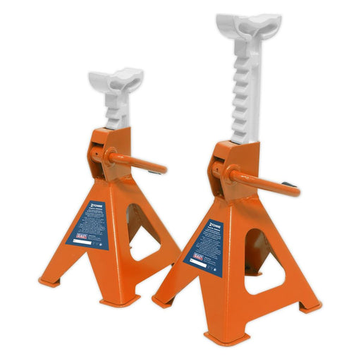 Sealey AXLe Stands (Pair) 2 Tonne Capacity per Stand Ratchet Type Orange Sealey - Town Tools 