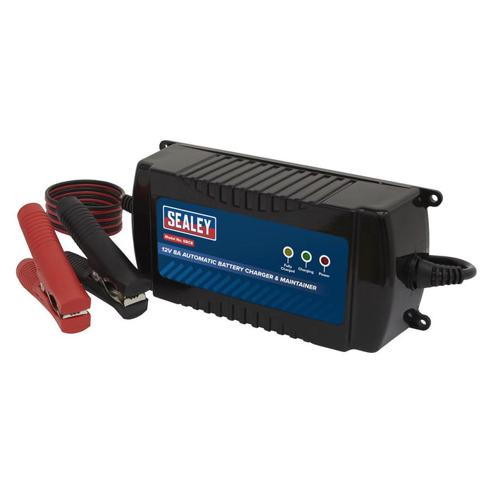 Sealey Battery Maintainer Charger 12V 8A Fully Automatic SBC8 Sealey - Town Tools 