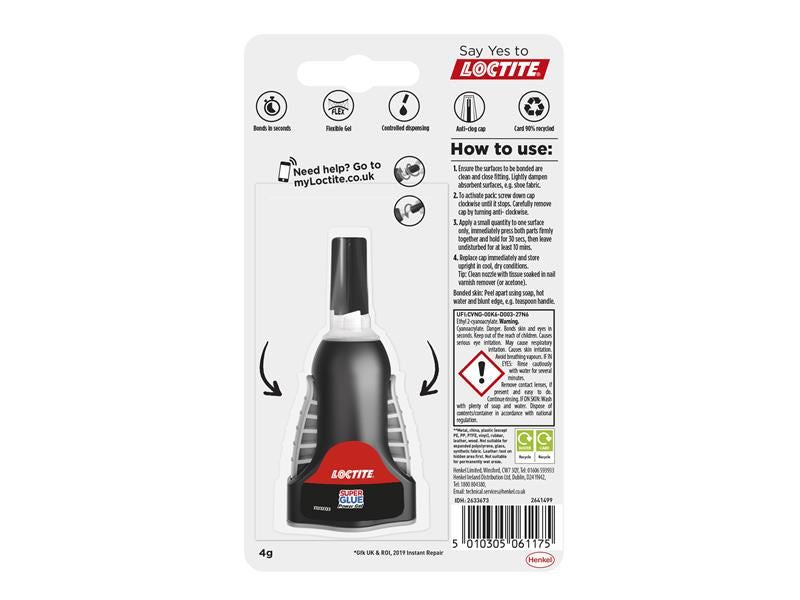 Loctite Super Glue Power Gel Control Bottle 4g Loctite - Town Tools