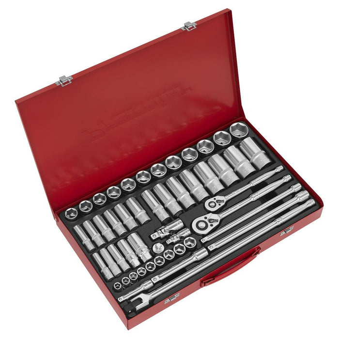 Sealey Socket Set 50pc 3/8" & 1/2"Sq Drive 6pt WallDrive Metric AK6942 Sealey - Town Tools 