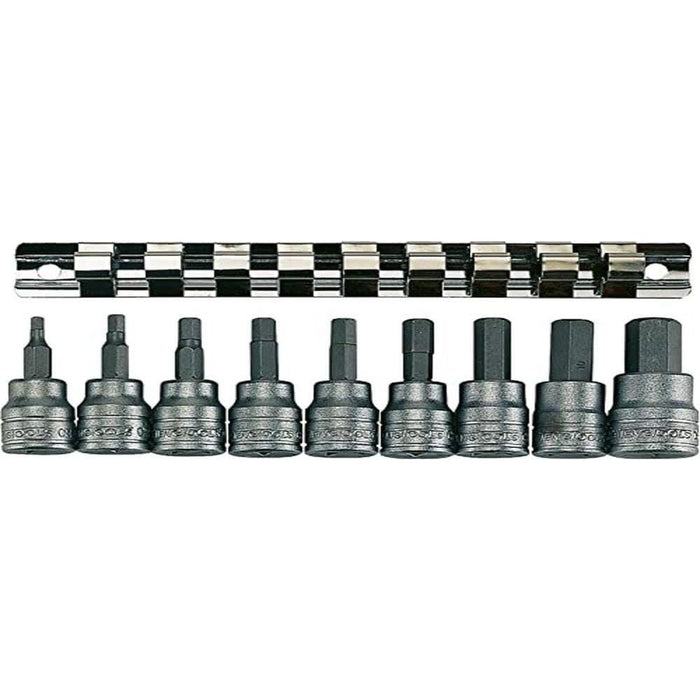 Teng Tools 3/8" Hex Bit Socket Clip Rail Set 9 Pieces Teng Tools - Town Tools 
