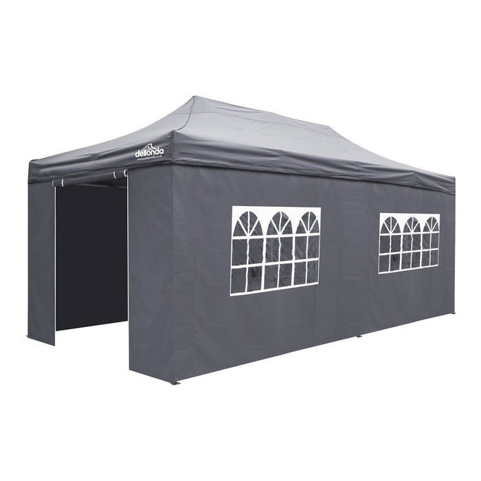 Dellonda 3x6m Pop-Up Gazebo & Side Walls Water Resistant Fabric - Grey