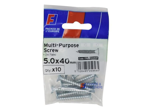 ForgeFix Multi-Purpose Pozi Screw CSK ST ZP 5.0 x 40mm ForgePack 10 ForgeFix - Town Tools