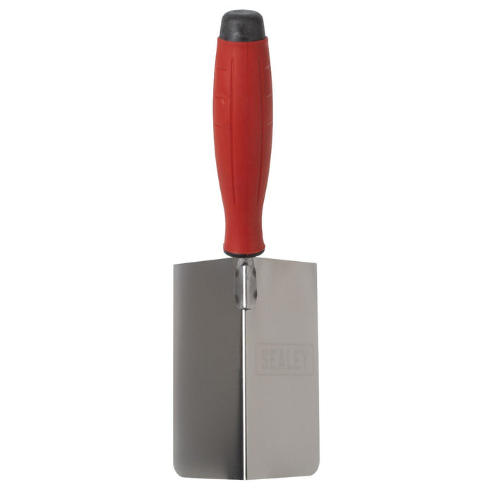 Sealey Stainless Steel External Corner Trowel with Rubber Handle 120 x 60mm Sealey - Town Tools 