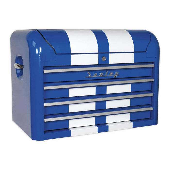 Sealey Topchest 4 Drawer Retro Style Blue with White Stripes AP28104BWS Sealey - Town Tools 