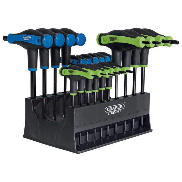 Draper Expert TX-STAR & Hex Soft Grip Metric T-Handle Key Set (20 Piece) Draper - Town Tools 