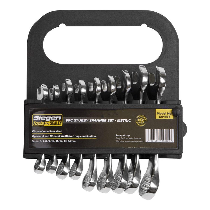 Sealey Stubby Combination Spanner Set 9pc Metric S01157 Siegen by Sealey - Town Tools 