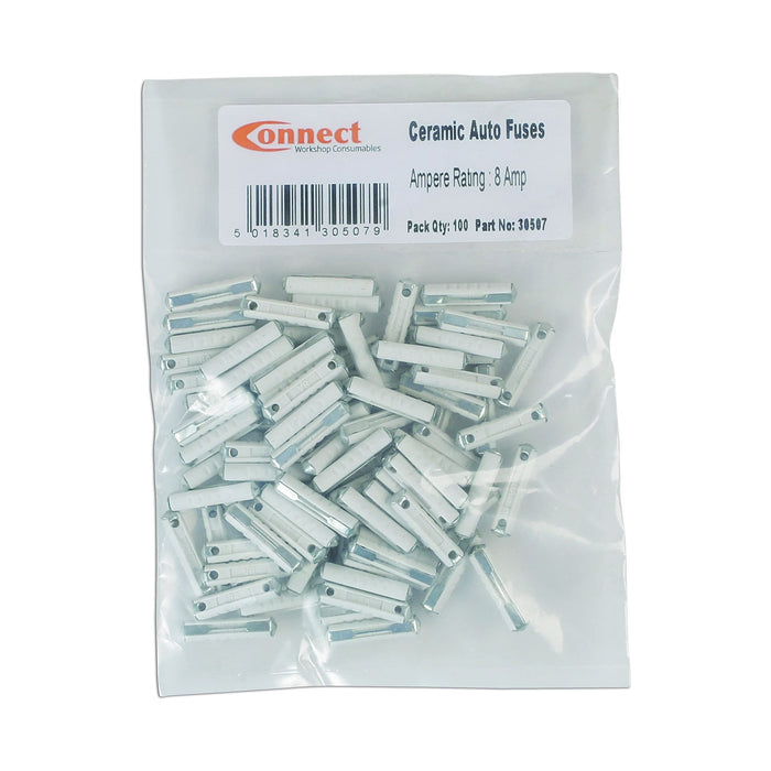 Connect Continental Auto Fuses 8A, White 100pc 30507 Tool Connection - Town Tools 