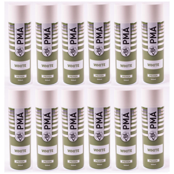 12X PMA Aerosol Spray Primer White 500ml High Coverage Plastic Primer PMA - Town Tools 