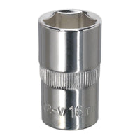 Sealey WallDrive Socket 16mm 1/2"Sq Drive Fully Polished SP1216