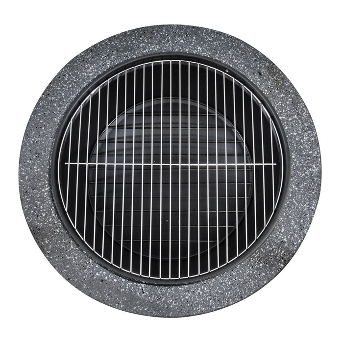 Dellonda Round MgO Fire Pit with BBQ Grill Ø60cm Safety Mesh Screen - Dark Grey