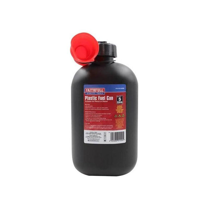 Faithfull Plastic Fuel Can Black 5 litre Faithfull - Town Tools