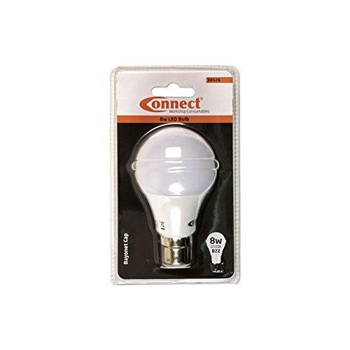 Connect 8W LED Bulb 6500K B22 Bayonet Fitting Cold White 1pc 30526 Tool Connection - Town Tools 