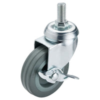 Draper Swivel Bolt Fixing Rubber Castor with Brake, 75mm Diameter, S.W.L. 70kg