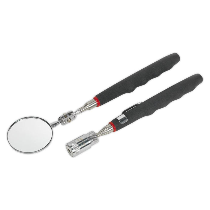 Sealey Telescopic Magnetic LED Pick-Up Tool & Inspection Mirror Set 2pc S0941 Siegen by Sealey - Town Tools 