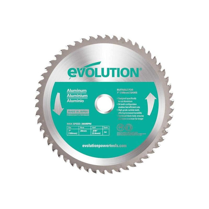 Evolution Aluminium Cutting Circular Saw Blade 180 x 20mm x 54T Evolution - Town Tools
