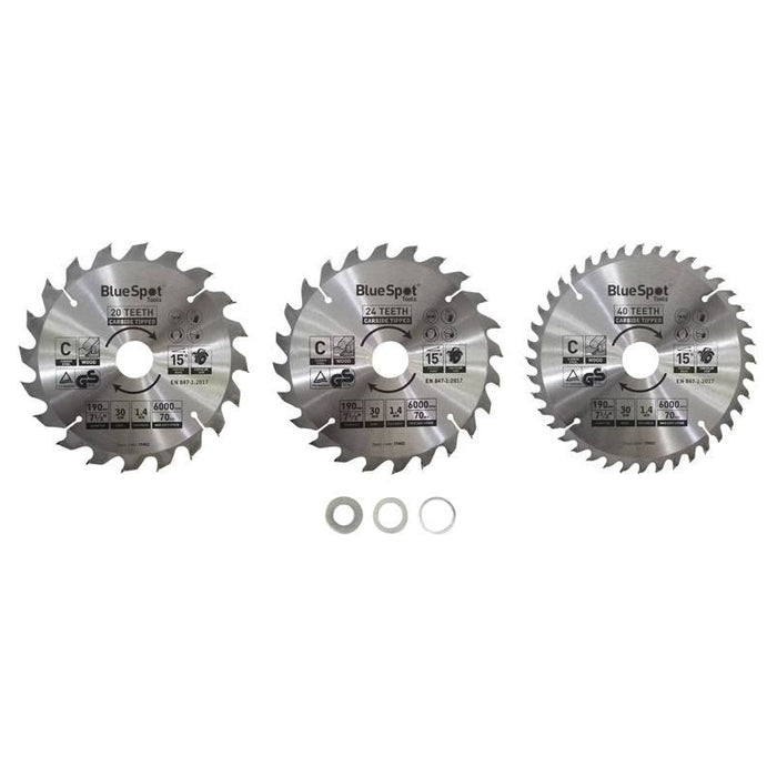 Bluespot Tools 190mm Circular Saw Blade Set, 3 Piece BlueSpot Tools - Town Tools
