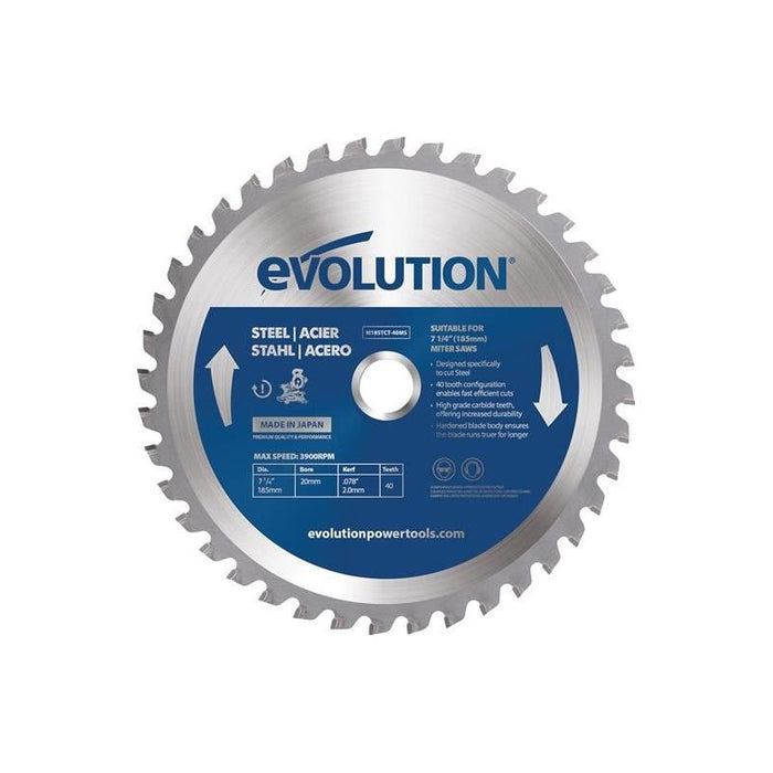 Evolution Mild Steel Cutting Mitre Saw Blade 185 x 20mm x 40T Evolution - Town Tools