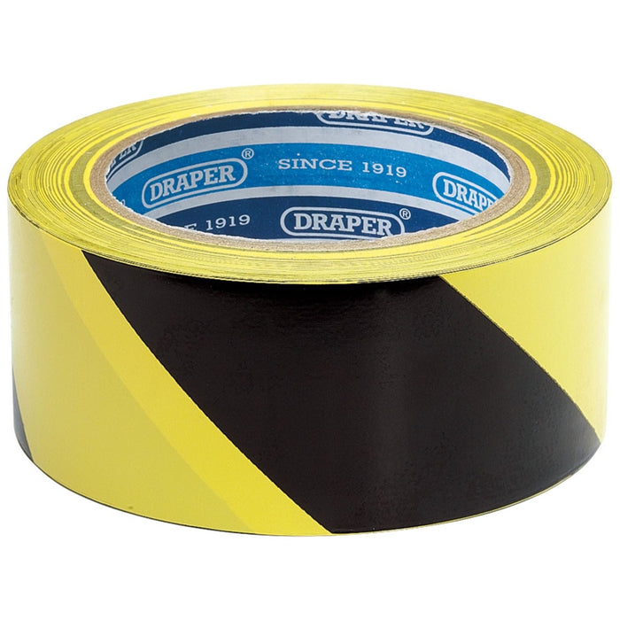 Draper Adhesive Hazard Tape Roll, 33m x 50mm, Black and Yellow 63382 Draper - Town Tools 