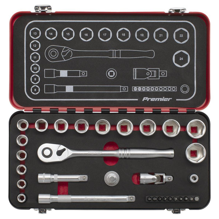 Sealey Premier Platinum Premier Platinum Socket Set 3/8"Sq Drive 31pc AK7921 Sealey Premier Platinum - Town Tools 