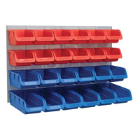 Faithfull 24 Plastic Storage Bins with Metal Wall Panel